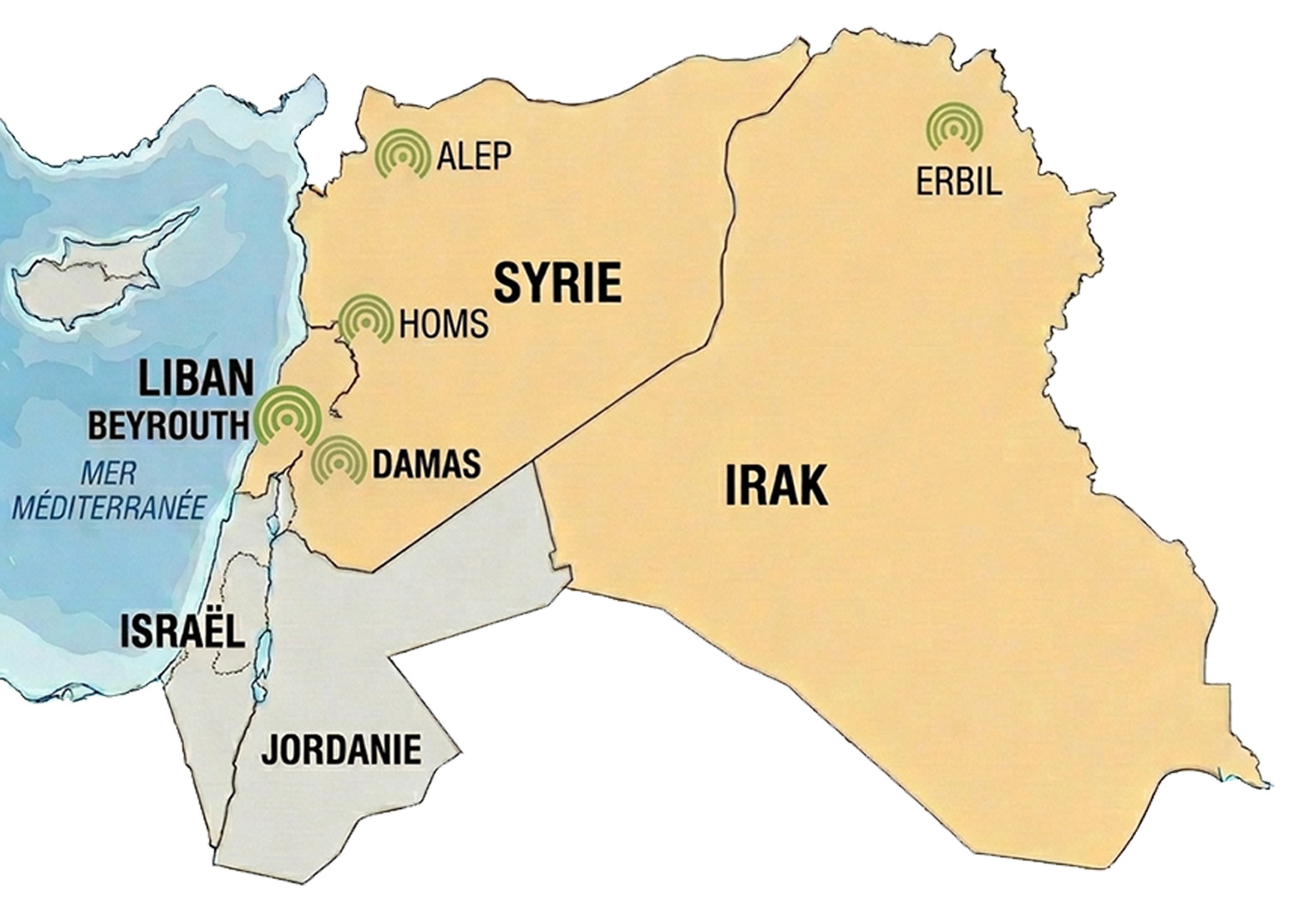 Carte Moyen-Orient